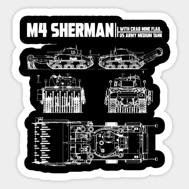 M4 SHERMAN WITH CRAB MINE FLAIL Sticker by theanomalius_merch